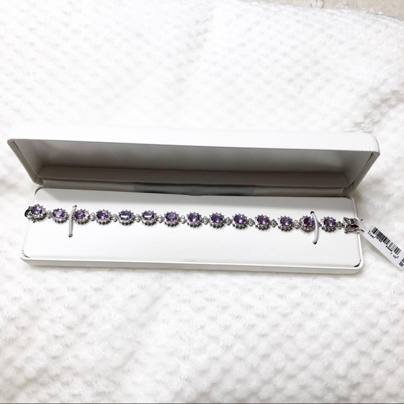 Amethyst & Diamond Sterling Silver Bracelet - Picture 8 of 12